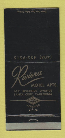 Matchbook Cover - Riviera Motel Apartments Santa Cruz CA 30 Strike