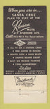 Matchbook Cover - Riviera Motel Apartments Santa Cruz CA 30 Strike