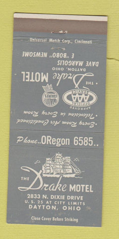 Matchbook Cover - Drake Motel Dayton OH 30 Strike