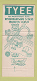 Matchbook Cover - Tyee Motor Inn Restaurant Olympia WA 30 Strike