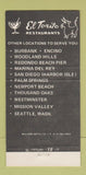 Matchbook Cover - El Torito Mexican Restaurants Burbank San Diego CA 30 Strike