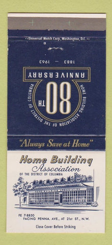 Matchbook Cover - Home Building Association Washington DC 1963 WEAR 30 Strike