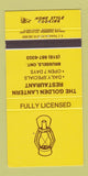 Matchbook Cover - Golden Lantern Restaurant Brussels ON 30 Strike