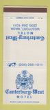 Matchbook Cover - Canterbury West Motel Westport WA 30 Strike