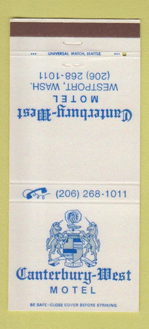 Matchbook Cover - Canterbury West Motel Westport WA 30 Strike