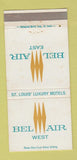 Matchbook Cover - Bel Air East West St Louis MO Motels WEAR 30 Strike