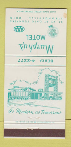 Matchbook Cover - Murphy's Motel Strongsville OH STAINED 30 Strike