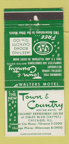 Matchbook Cover - Town and Country Motor Hotel Chicago IL WEAR 30 Strike
