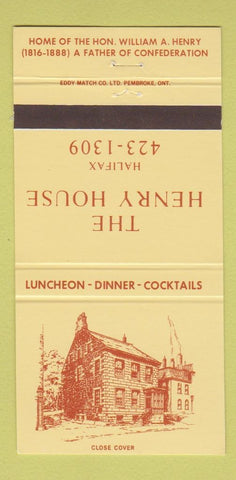 Matchbook Cover - Henry House William Henry Halifax NS 30 Strike