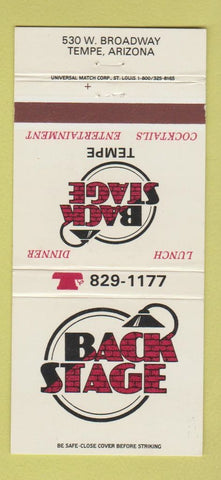 Matchbook Cover - Back Stage Tempe AZ restaurant 30 Strike