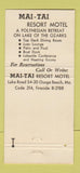 Matchbook Cover - Mai Tai Resort Motel Osage Beach MO 30 Strike