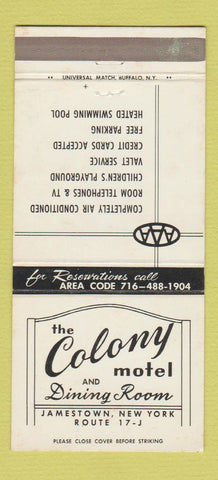 Matchbook Cover - Colony Motel Jamestown NY 30 Strike