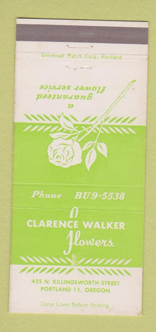 Matchbook Cover - Clarence Walker Flowers Portland OR 30 Strike