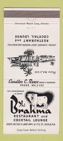 Matchbook Cover - The Brahma Restaurant Ocala FL 30 Strike