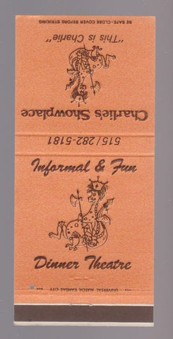 Matchbook Cover - Charlie's Showplace Dinner Theatre 30 Strike