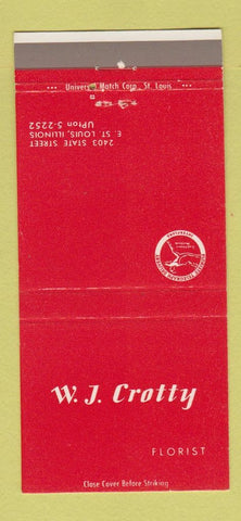 Matchbook Cover - WJ Crotty Florist flowers East St Louis IL 30 Strike