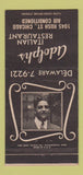 Matchbook Cover - Adolph's Italian Restaurant Chicago IL 30 Strike