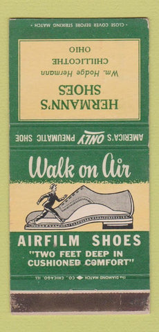 Matchbook Cover - Airfilm Shoes Hermann's Chillicothe OH WEAR 30 Strike