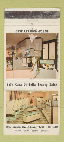 Matchbook Cover - Sal's Casa Di Bella Beauty Salon Downey CA WEAR 30 Strike