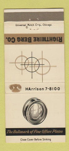 Matchbook Cover - Rightmire Berg Offset Plates Chicago IL 30 Strike