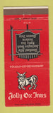 Matchbook Cover - Jolly Ox Inns Woodland Hills Santa Ana Anaheim CA 30 Strike