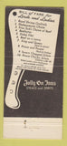 Matchbook Cover - Jolly Ox Inns Woodland Hills Santa Ana Anaheim CA 30 Strike
