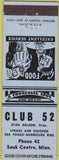 Matchbook Cover - Club 52 Sauk Centre MN BBQ