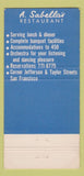Matchbook Cover - A Sabella's Restaurant San Francisco CA 30 Strike