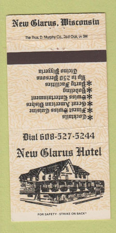 Matchbook Cover - New Glarus Hotel WI 30 Strike