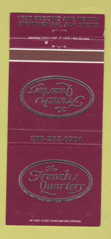 Matchbook Cover - The French Quarter Birmingham AL 30 Strike