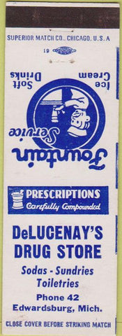 Matchbook Cover - DeLucenay's Drugs Edwardsburg MI