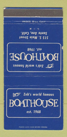 Matchbook Cover - Zeb's Boathouse Santa Ana CA 30 Strike