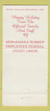 Matchbook Cover - Mishawaka Rubber Credit Union IN Christmas 30 Strike