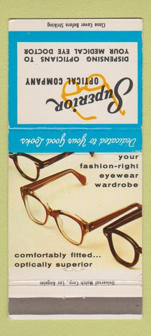 Matchbook Cover - Superior Optical Comapny 30 Strike