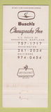 Matchbook Cover - Busch's Chesapeake Inn Annapolis MD 30 Strike