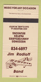 Matchbook Cover - Jim Radloff Band Eau Claire WI 30 Strike