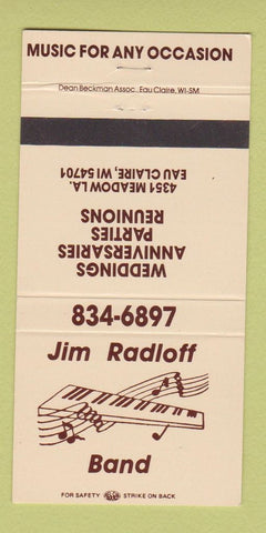 Matchbook Cover - Jim Radloff Band Eau Claire WI 30 Strike