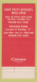 Matchbook Cover - CPO Anchor Club Naval Air Station San Diego CA 30 Strike