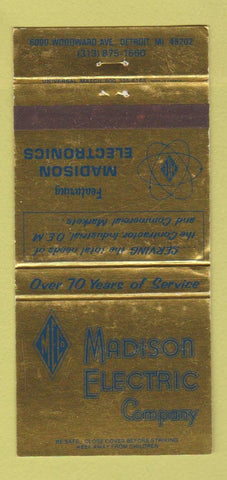 Matchbook Cover - Madison Electric Company Detroit MI WEAR 30 Strike