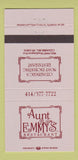 Matchbook Cover - Aunt Emmy's Restaurant Cedarburg WI 30 Strike