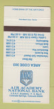 Matchbook Cover - Air Academy National Bank Colorado Springs WEAR 30 Strike