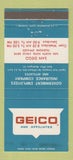 Matchbook Cover - Geico Insurance San Diego CA  30 Strike