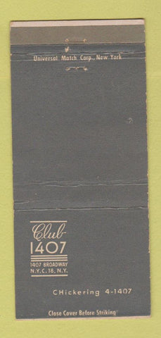 Matchbook Cover - Club 1407 New York City WEAR 30 Strike