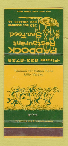 Matchbook Cover - Paddock Restaurant Seafood New Orleans LA 30 Strike