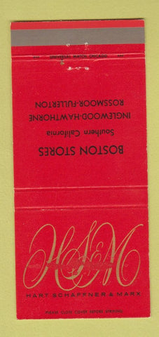 Matchbook Cover - Hart Schaffner Marx Hawthorne Rossmoor Fullerton CA 30 Strike