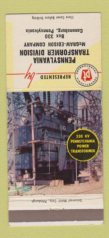 Matchbook Cover - Pennsylvania Transformer Division Canonsburg PA WEAR 30 Strike