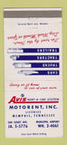 Matchbook Cover - Avis Car Rentals Motorent Memphis TN 30 Strike