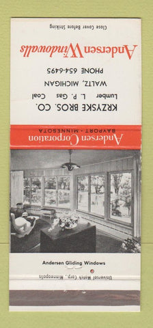 Matchbook Cover - Andersen Windows Krzyske Bros Waltz PA lumber coal 30 Strike