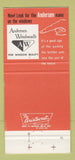 Matchbook Cover - Andersen Windows Krzyske Bros Waltz PA lumber coal 30 Strike
