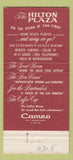 Matchbook Cover - Hilton Plaza Hotel Miami Beach FL WEAR 30 Strike